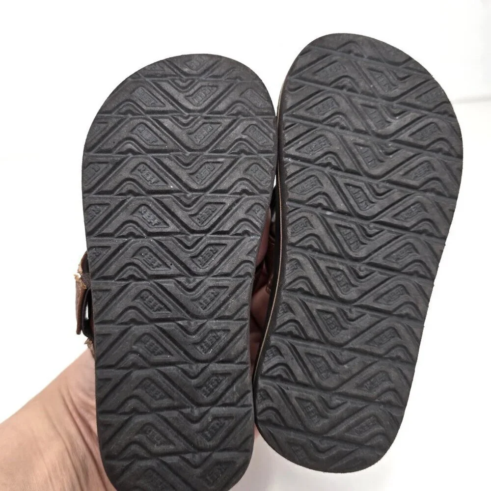 REEF boys Little Twinpin Flip-Flop Brown Leather Sling Back